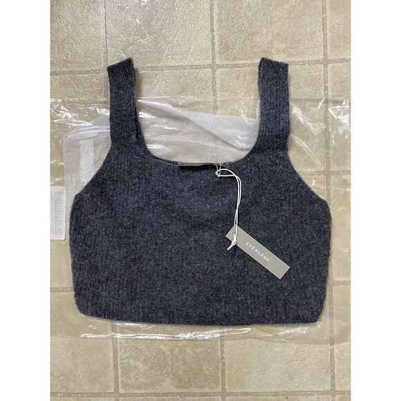 Everlane Womens Cozy Stretch Tank Top Wool Blend Soft Cropped In Charcoal Sz S - Picture 5 of 6